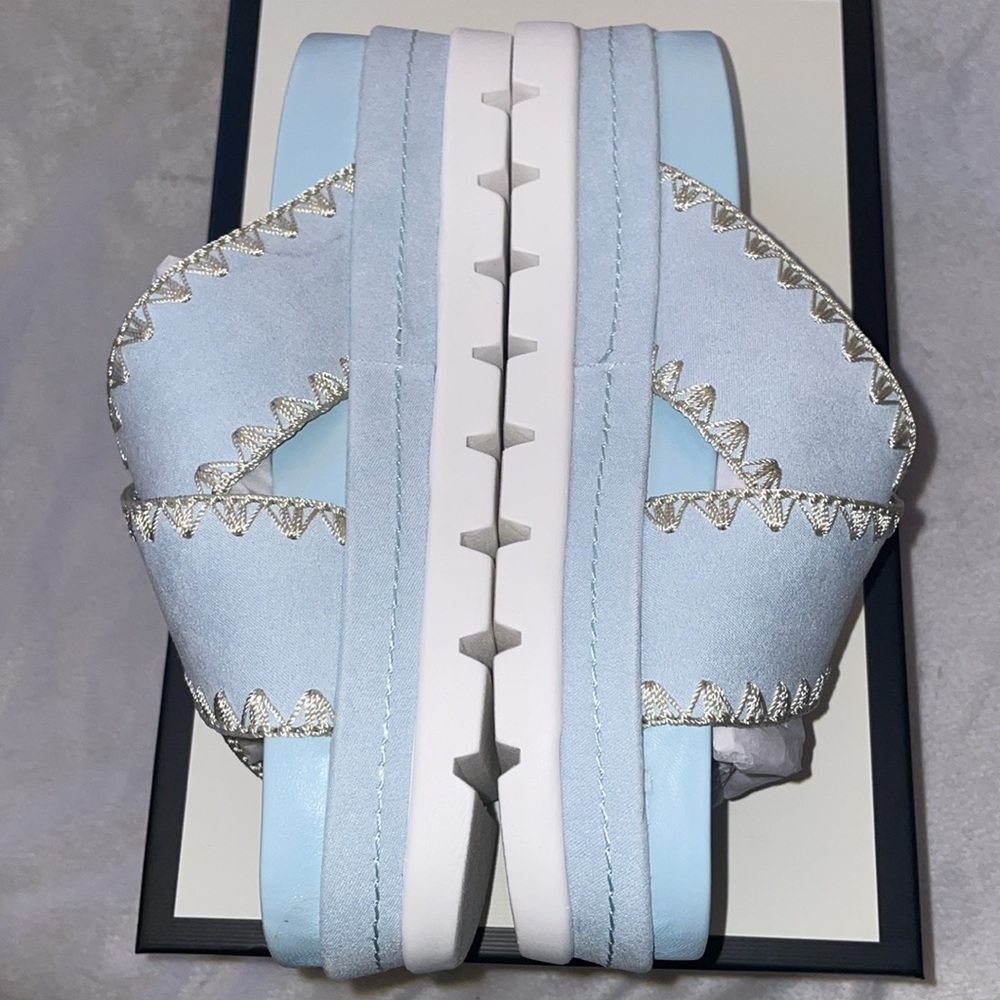 NWT J/SLIDES BAE Light Blue Faux Suede Sandal - Picture 12 of 14